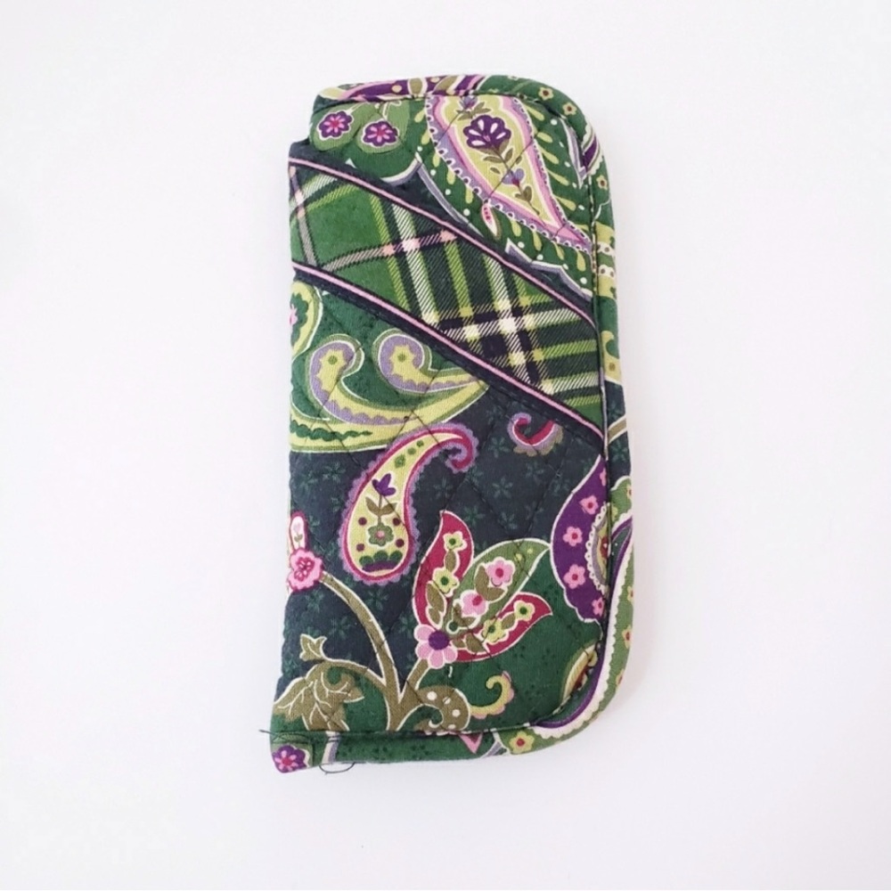 Vintage Vera Bradley Green Floral Paisley Print Quilted Eyeglasses Case